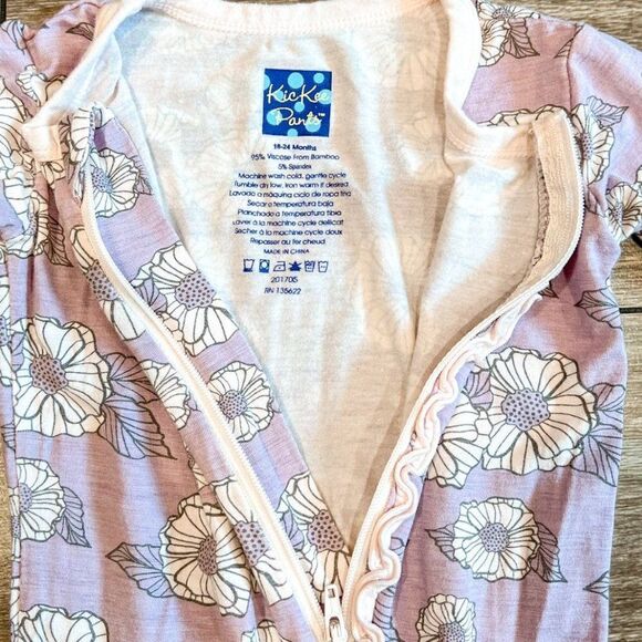 Kickee Pants Purple Floral Zipper Footie Size 18-24M - Picture 3 of 4